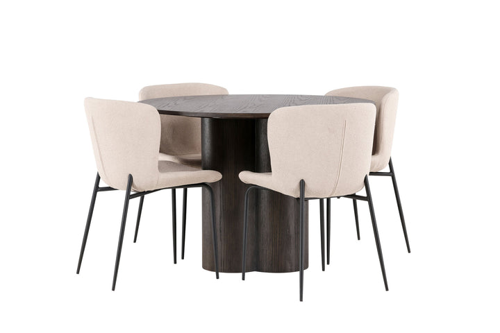 Venture Home OliviaDiningTable-Mocca/MoccaVeneer+ModestoDiningChair-Grey/SmokedBlackBoucle_4