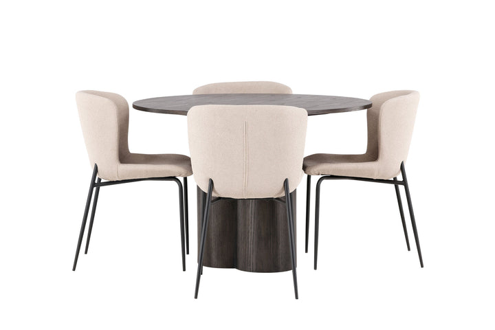 Venture Home OliviaDiningTable-Mocca/MoccaVeneer+ModestoDiningChair-Grey/SmokedBlackBoucle_4