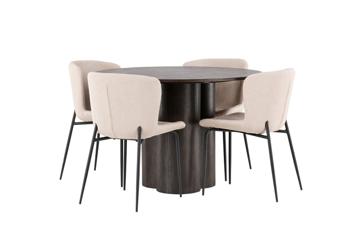 Venture Home OliviaDiningTable-Mocca/MoccaVeneer+ModestoDiningChair-Grey/SmokedBlackBoucle_4