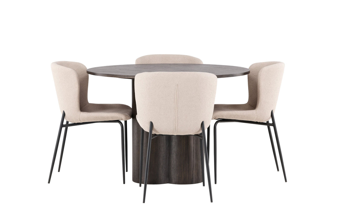 Venture Home OliviaDiningTable-Mocca/MoccaVeneer+ModestoDiningChair-Grey/SmokedBlackBoucle_4