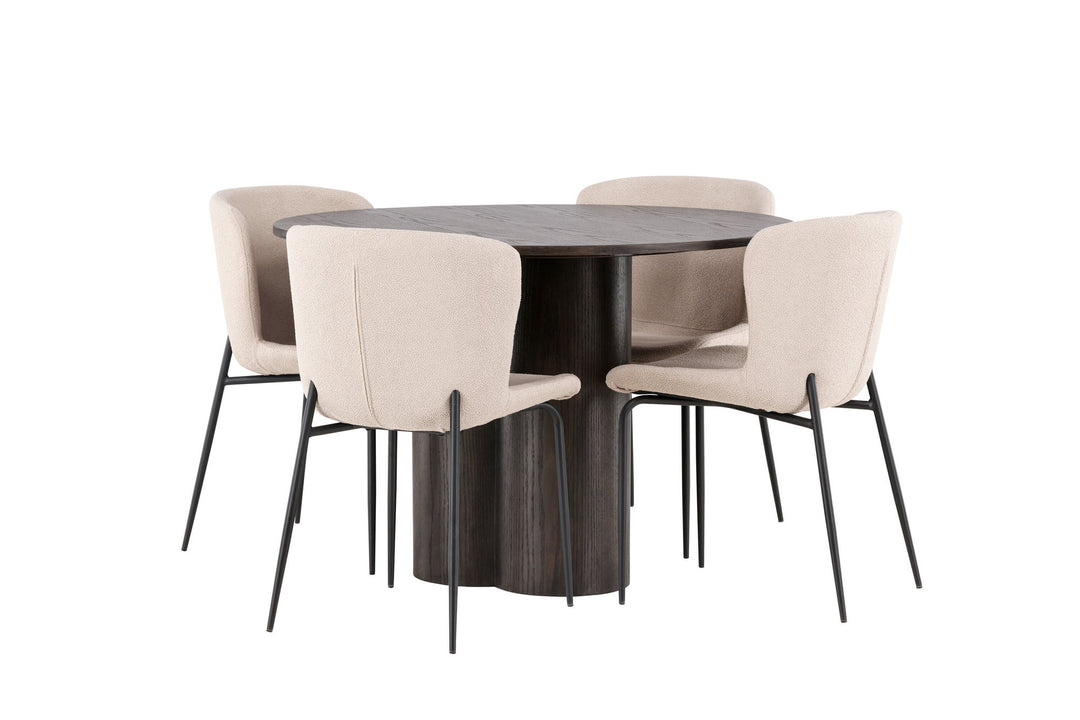 Venture Home OliviaDiningTable-Mocca/MoccaVeneer+ModestoDiningChair-Grey/SmokedBlackBoucle_4