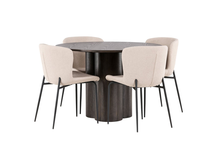 Venture Home OliviaDiningTable-Mocca/MoccaVeneer+ModestoDiningChair-Grey/SmokedBlackBoucle_4