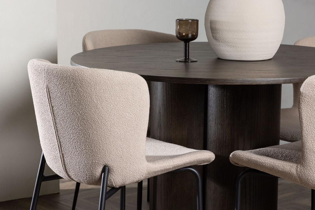 Venture Home OliviaDiningTable-Mocca/MoccaVeneer+ModestoDiningChair-Grey/SmokedBlackBoucle_4