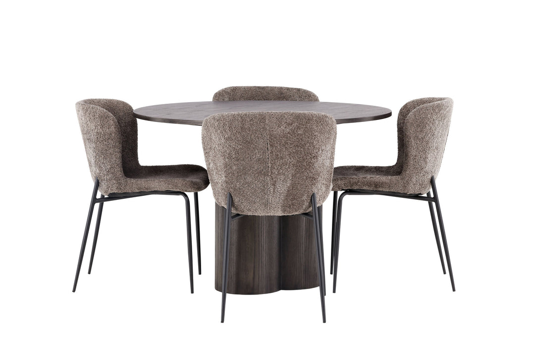 Venture Home OliviaDiningTable-Mocca/MoccaVeneer+ModestoDiningChair-Beige/BeigeBoucle_4