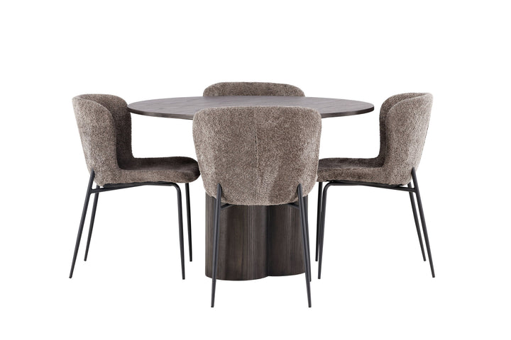 Venture Home OliviaDiningTable-Mocca/MoccaVeneer+ModestoDiningChair-Beige/BeigeBoucle_4