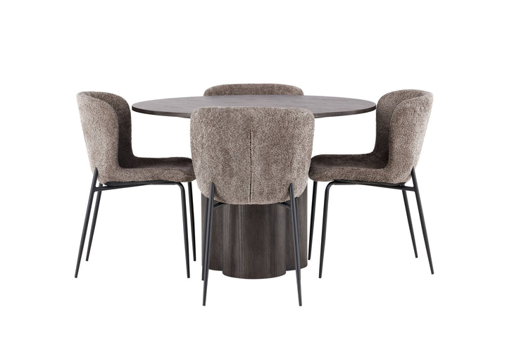 Venture Home OliviaDiningTable-Mocca/MoccaVeneer+ModestoDiningChair-Beige/BeigeBoucle_4