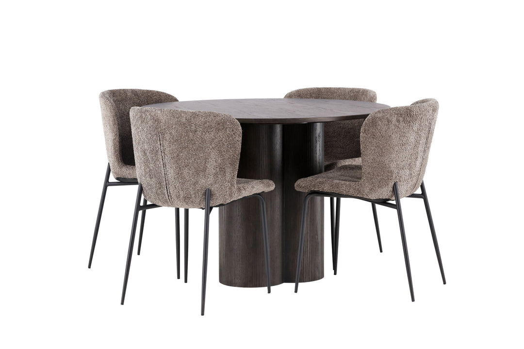 Venture Home OliviaDiningTable-Mocca/MoccaVeneer+ModestoDiningChair-Beige/BeigeBoucle_4