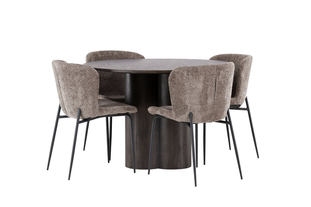 Venture Home OliviaDiningTable-Mocca/MoccaVeneer+ModestoDiningChair-Beige/BeigeBoucle_4