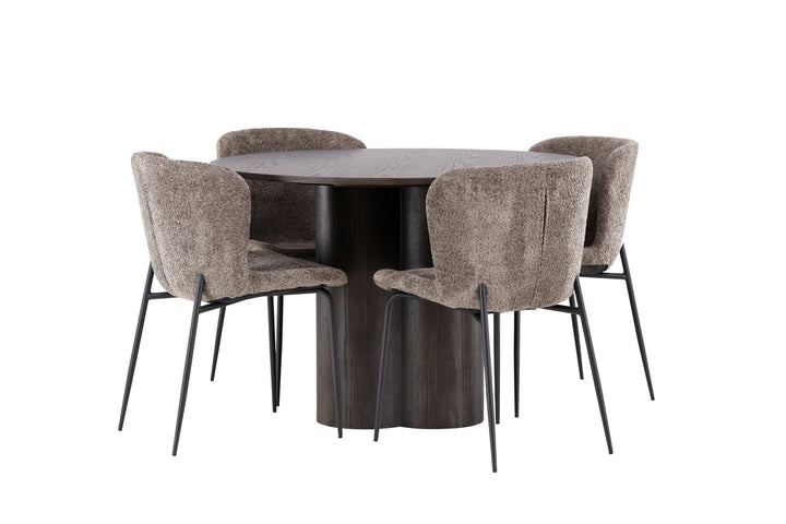 Venture Home OliviaDiningTable-Mocca/MoccaVeneer+ModestoDiningChair-Beige/BeigeBoucle_4