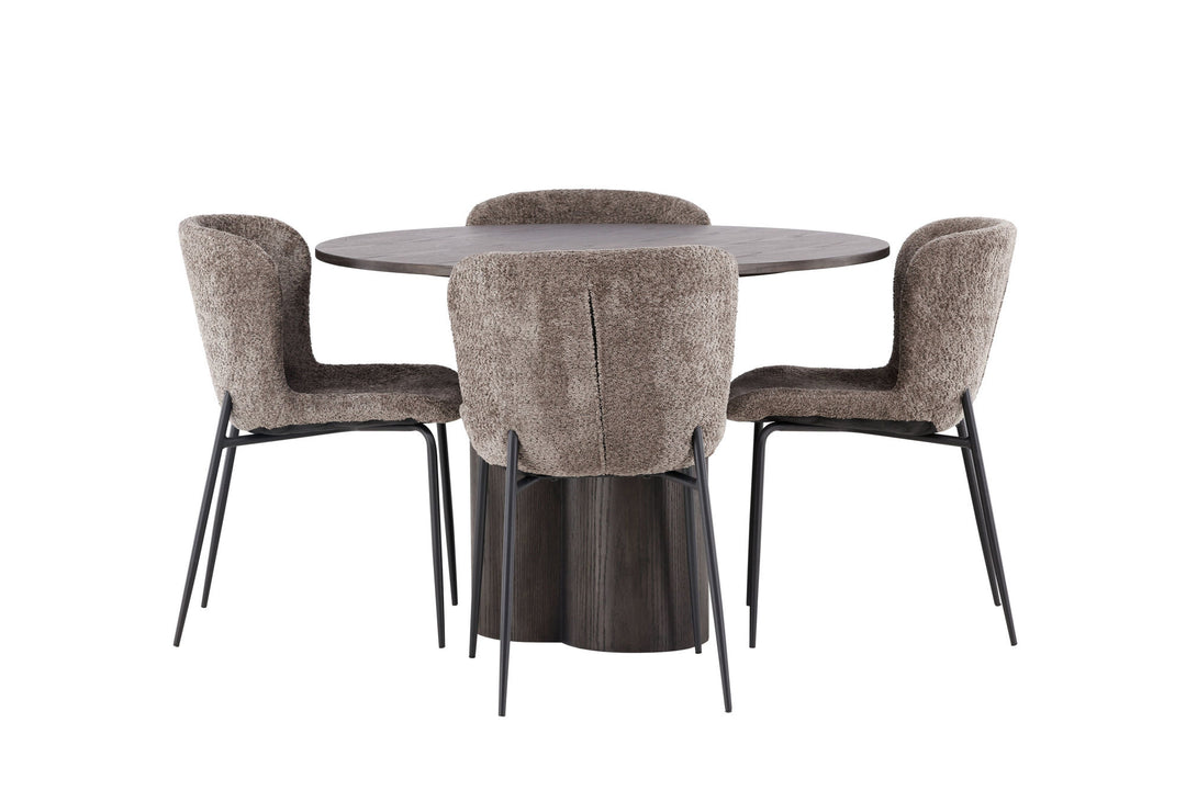 Venture Home OliviaDiningTable-Mocca/MoccaVeneer+ModestoDiningChair-Beige/BeigeBoucle_4