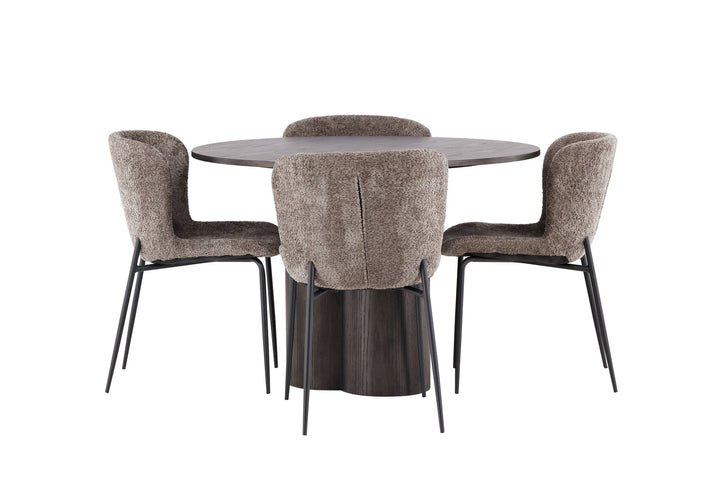 Venture Home OliviaDiningTable-Mocca/MoccaVeneer+ModestoDiningChair-Beige/BeigeBoucle_4
