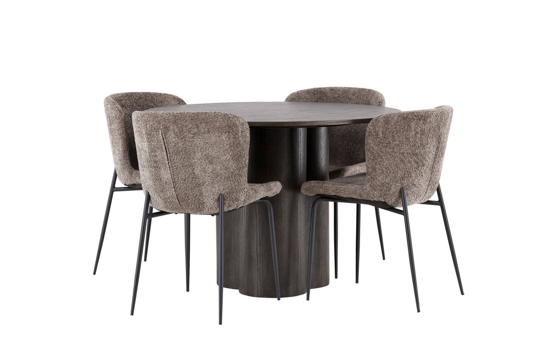 Venture Home OliviaDiningTable-Mocca/MoccaVeneer+ModestoDiningChair-Beige/BeigeBoucle_4