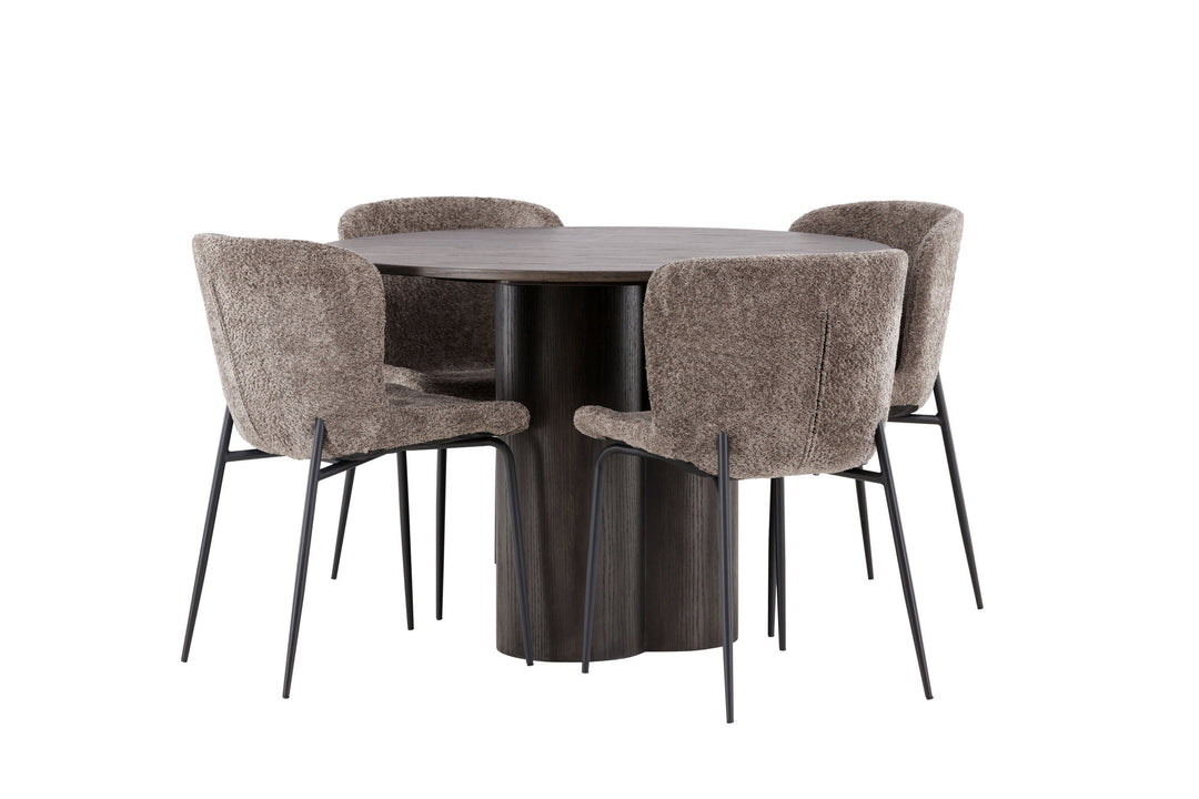 Venture Home OliviaDiningTable-Mocca/MoccaVeneer+ModestoDiningChair-Beige/BeigeBoucle_4