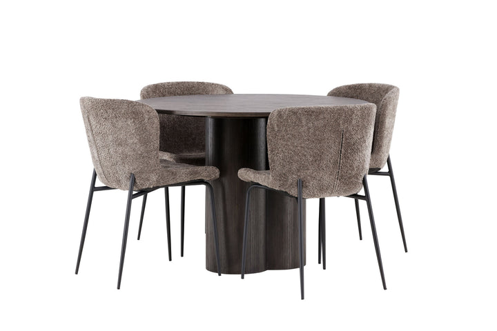Venture Home OliviaDiningTable-Mocca/MoccaVeneer+ModestoDiningChair-Beige/BeigeBoucle_4