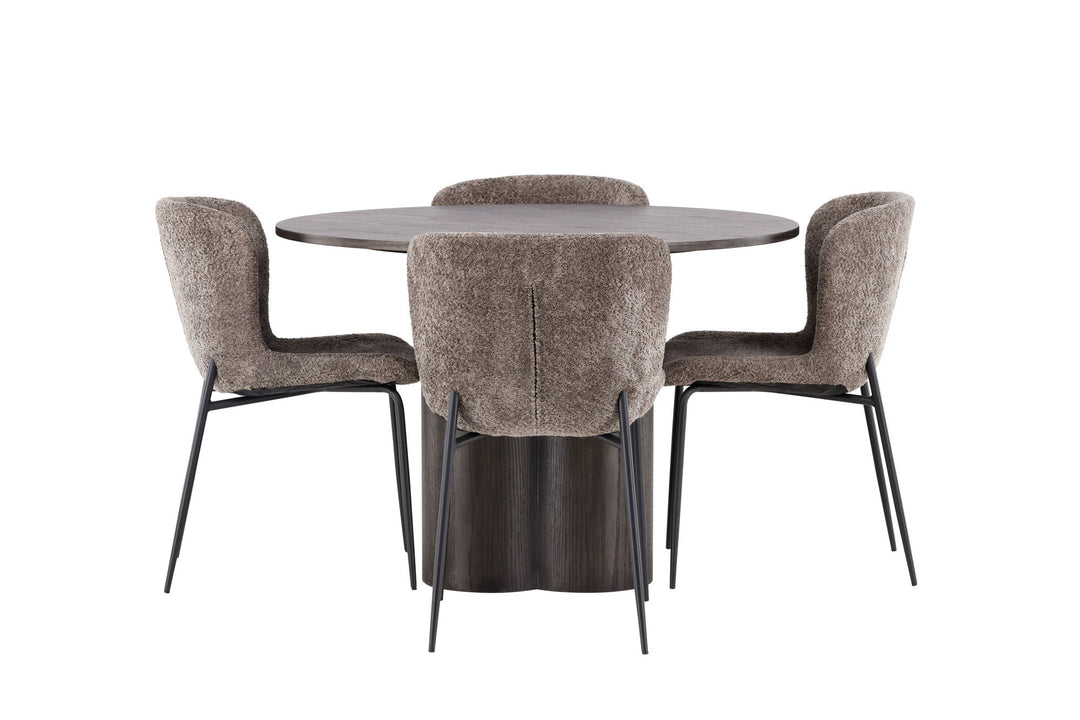 Venture Home OliviaDiningTable-Mocca/MoccaVeneer+ModestoDiningChair-Beige/BeigeBoucle_4
