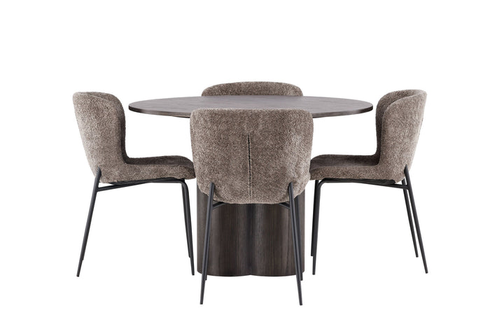 Venture Home OliviaDiningTable-Mocca/MoccaVeneer+ModestoDiningChair-Beige/BeigeBoucle_4