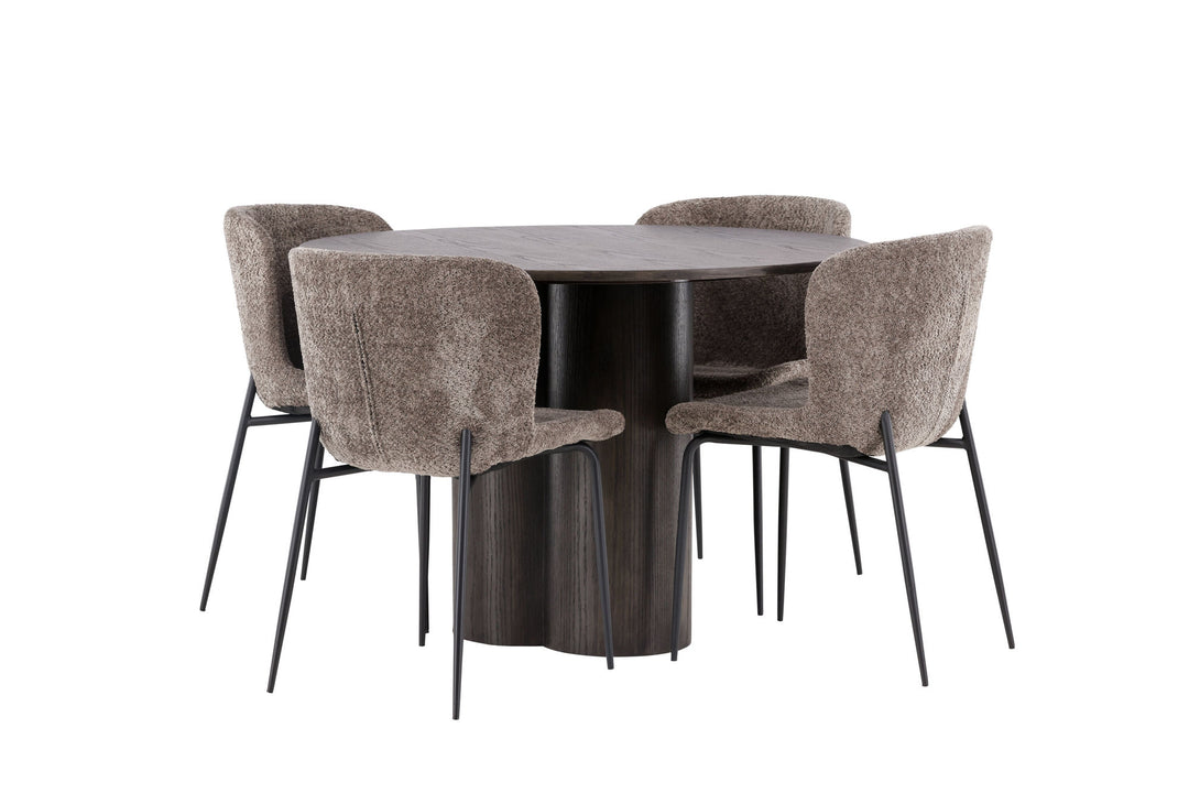 Venture Home OliviaDiningTable-Mocca/MoccaVeneer+ModestoDiningChair-Beige/BeigeBoucle_4