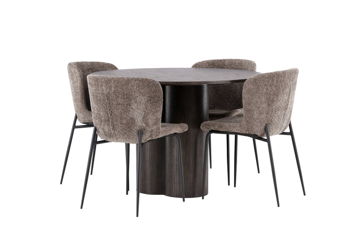 Venture Home OliviaDiningTable-Mocca/MoccaVeneer+ModestoDiningChair-Beige/BeigeBoucle_4