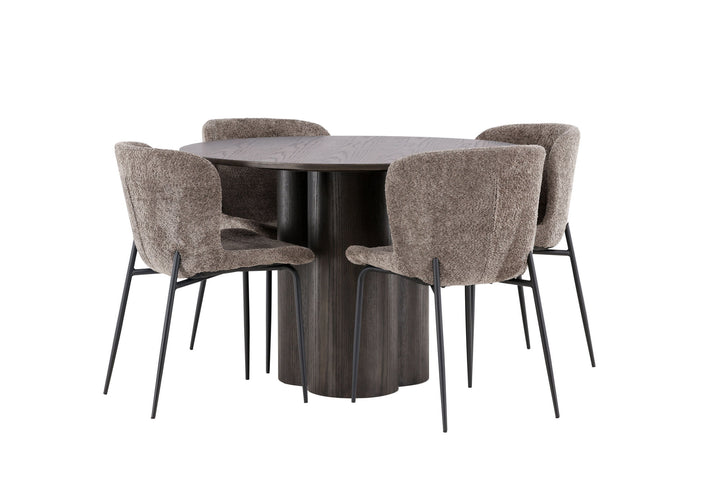 Venture Home OliviaDiningTable-Mocca/MoccaVeneer+ModestoDiningChair-Beige/BeigeBoucle_4