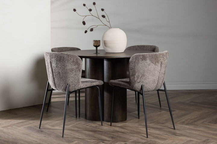 Venture Home OliviaDiningTable-Mocca/MoccaVeneer+ModestoDiningChair-Beige/BeigeBoucle_4