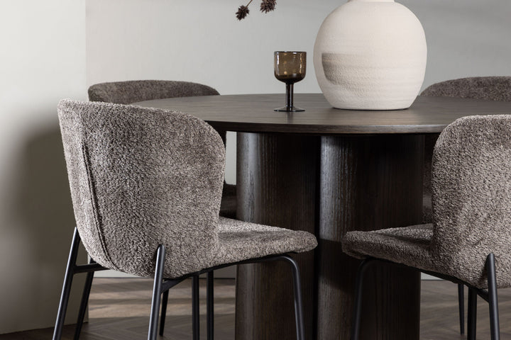 Venture Home OliviaDiningTable-Mocca/MoccaVeneer+ModestoDiningChair-Beige/BeigeBoucle_4
