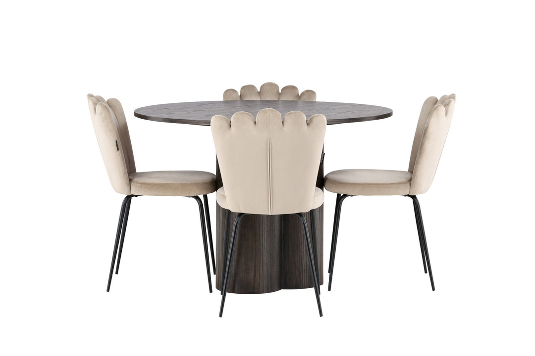 Venture Home OliviaDiningTable-Mocca/MoccaVeneer+LimhamnLightChair-Black/BeigeVelvet_4