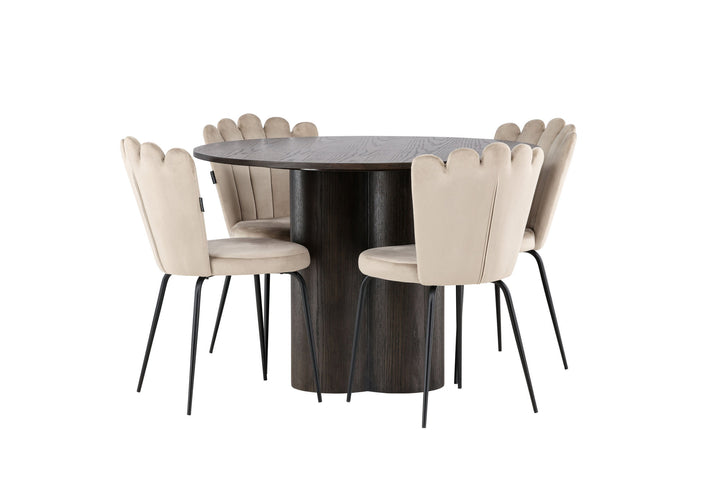 Venture Home OliviaDiningTable-Mocca/MoccaVeneer+LimhamnLightChair-Black/BeigeVelvet_4