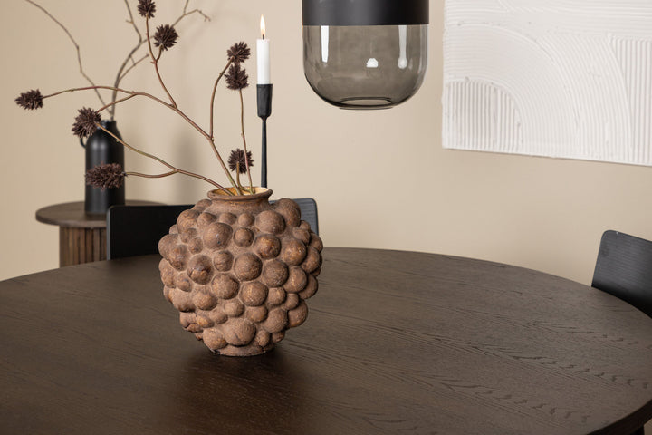 Venture Home Stone round Dining Table - Black / Mocca Veneer +Montros Dining Chair - Natural / Natural Rubberwood _4