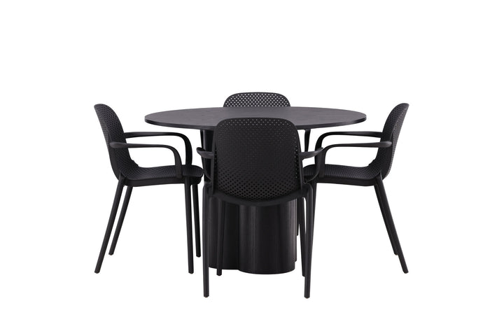 Venture Home OliviaDiningTable-Black/BlackVeneer+BaltimoreDiningChair-Black/BlackPlastic_4