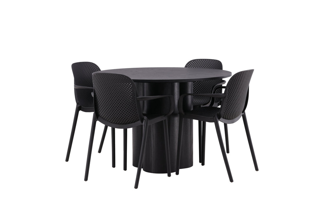 Venture Home OliviaDiningTable-Black/BlackVeneer+BaltimoreDiningChair-Black/BlackPlastic_4