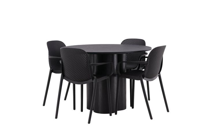 Venture Home OliviaDiningTable-Black/BlackVeneer+BaltimoreDiningChair-Black/BlackPlastic_4