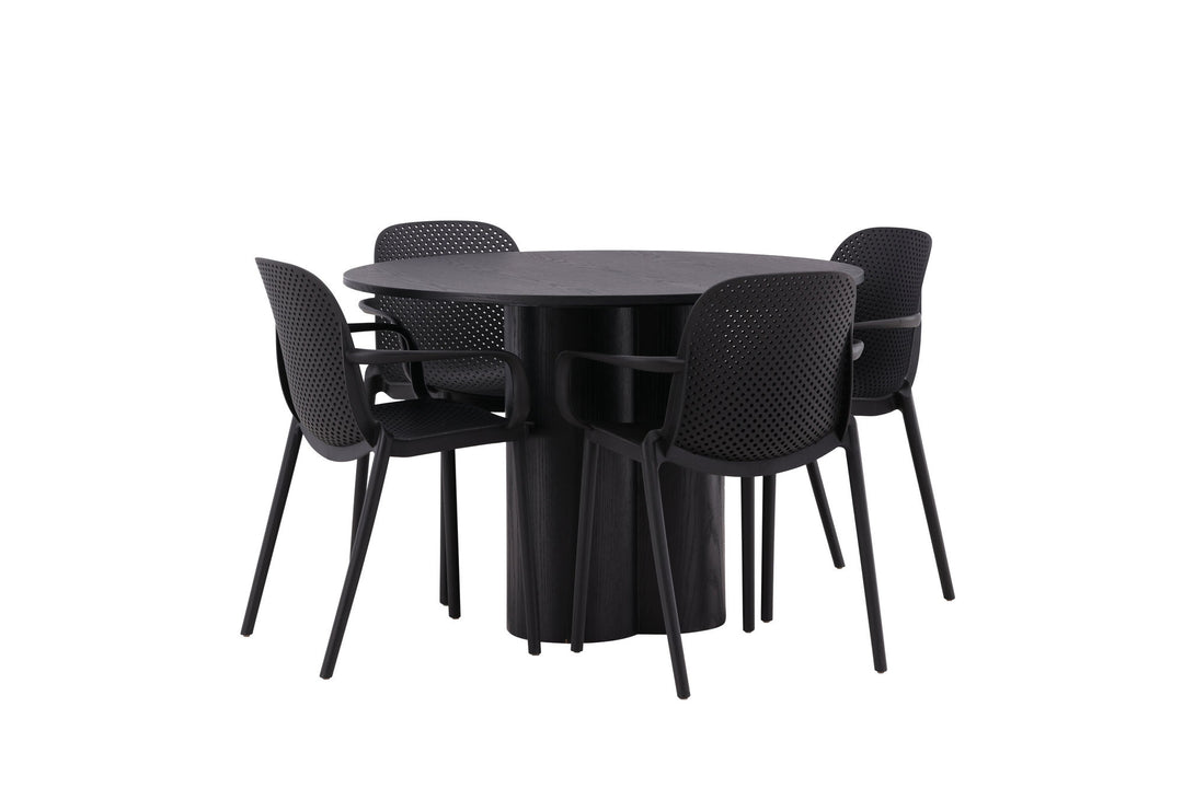 Venture Home OliviaDiningTable-Black/BlackVeneer+BaltimoreDiningChair-Black/BlackPlastic_4