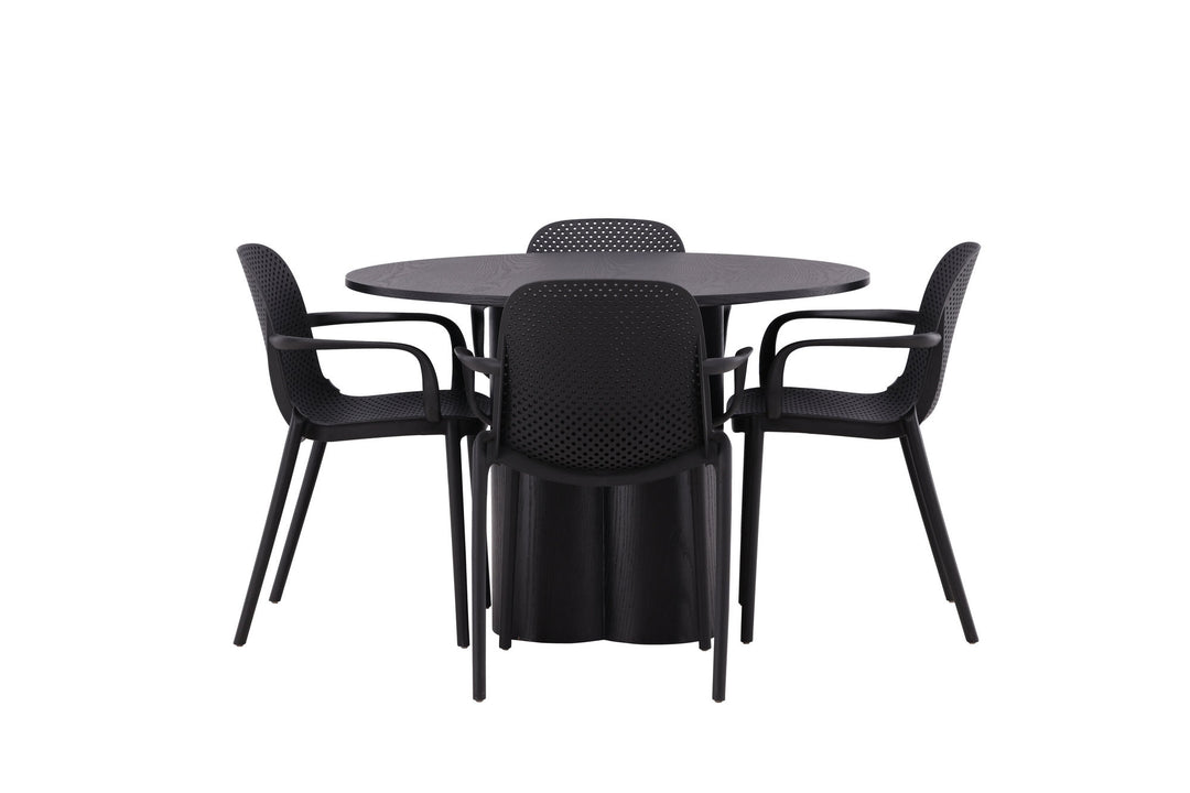 Venture Home OliviaDiningTable-Black/BlackVeneer+BaltimoreDiningChair-Black/BlackPlastic_4