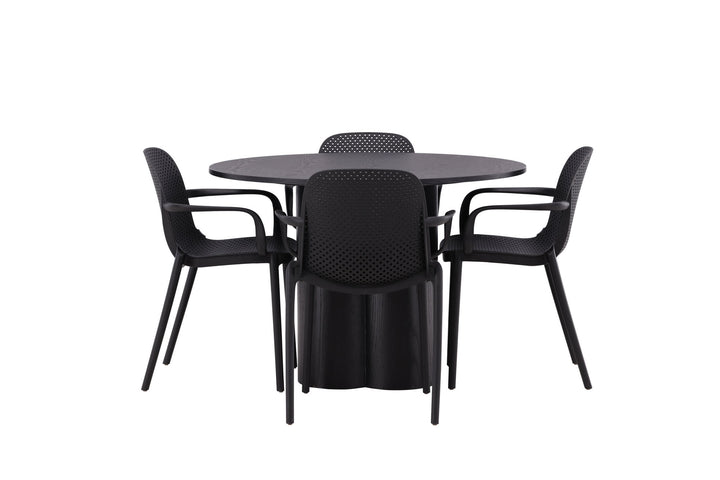 Venture Home OliviaDiningTable-Black/BlackVeneer+BaltimoreDiningChair-Black/BlackPlastic_4
