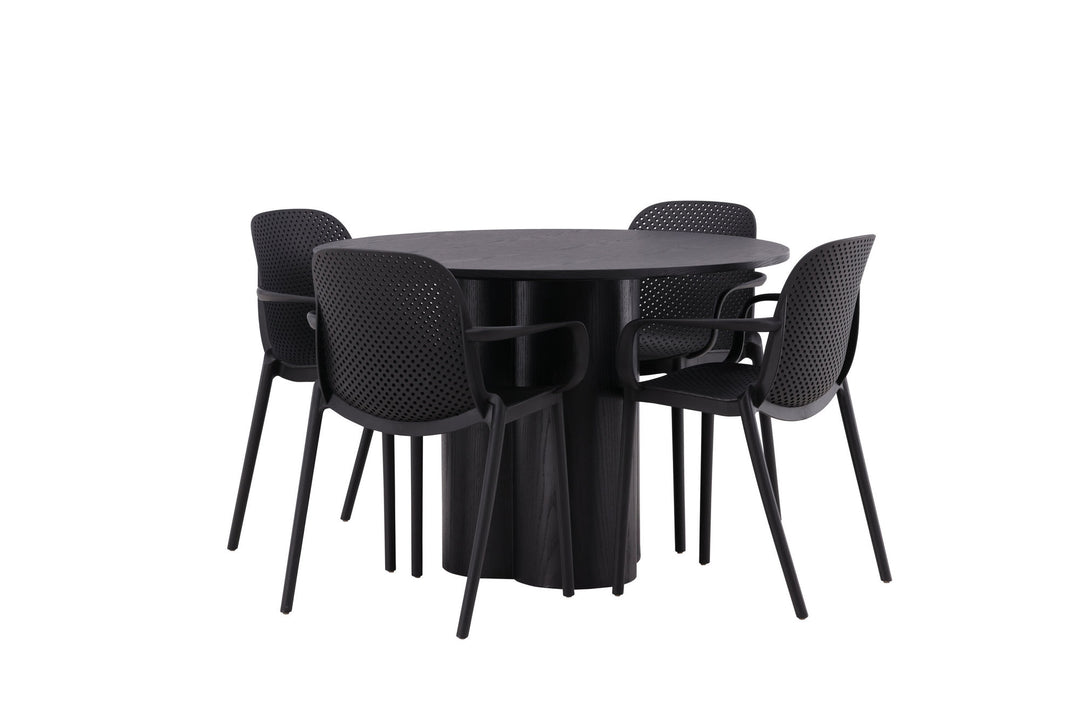Venture Home OliviaDiningTable-Black/BlackVeneer+BaltimoreDiningChair-Black/BlackPlastic_4
