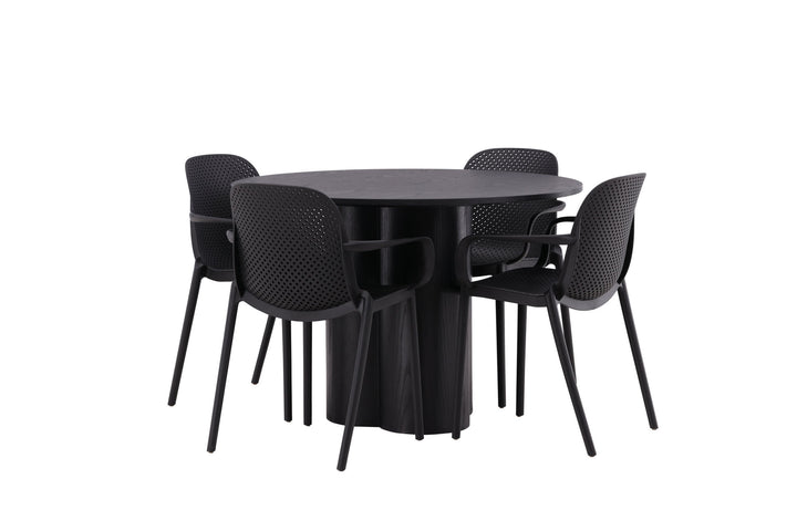 Venture Home OliviaDiningTable-Black/BlackVeneer+BaltimoreDiningChair-Black/BlackPlastic_4