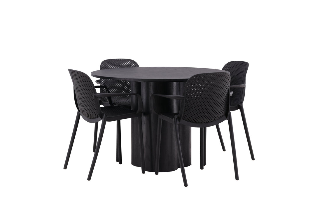 Venture Home OliviaDiningTable-Black/BlackVeneer+BaltimoreDiningChair-Black/BlackPlastic_4