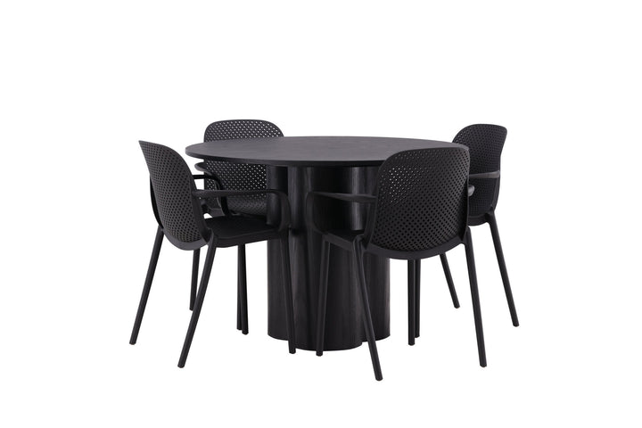 Venture Home OliviaDiningTable-Black/BlackVeneer+BaltimoreDiningChair-Black/BlackPlastic_4