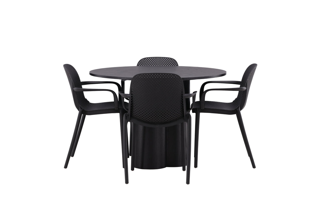 Venture Home OliviaDiningTable-Black/BlackVeneer+BaltimoreDiningChair-Black/BlackPlastic_4