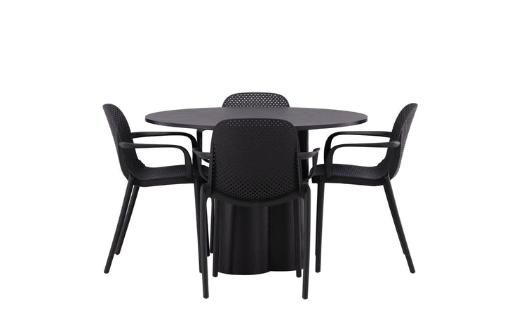 Venture Home OliviaDiningTable-Black/BlackVeneer+BaltimoreDiningChair-Black/BlackPlastic_4
