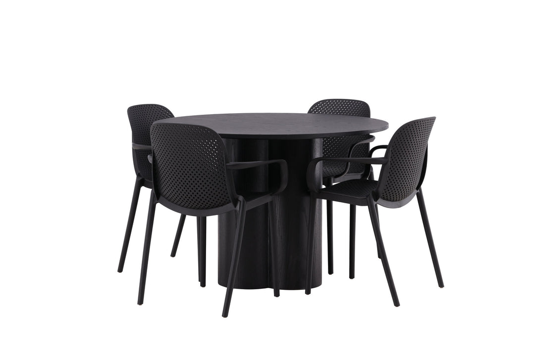 Venture Home OliviaDiningTable-Black/BlackVeneer+BaltimoreDiningChair-Black/BlackPlastic_4