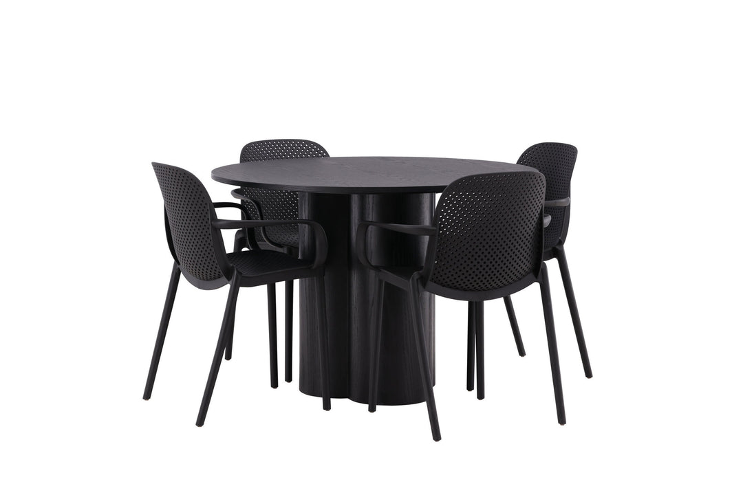 Venture Home OliviaDiningTable-Black/BlackVeneer+BaltimoreDiningChair-Black/BlackPlastic_4