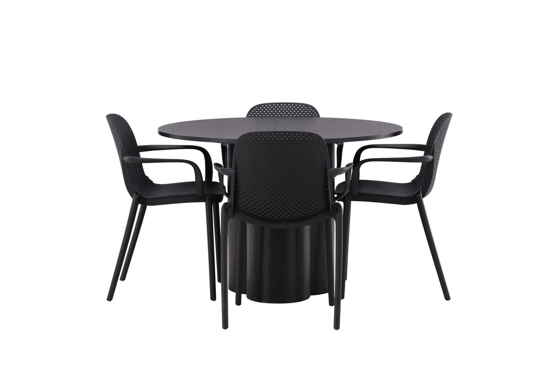 Venture Home OliviaDiningTable-Black/BlackVeneer+BaltimoreDiningChair-Black/BlackPlastic_4