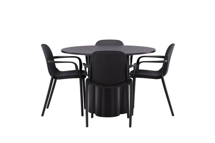 Venture Home OliviaDiningTable-Black/BlackVeneer+BaltimoreDiningChair-Black/BlackPlastic_4