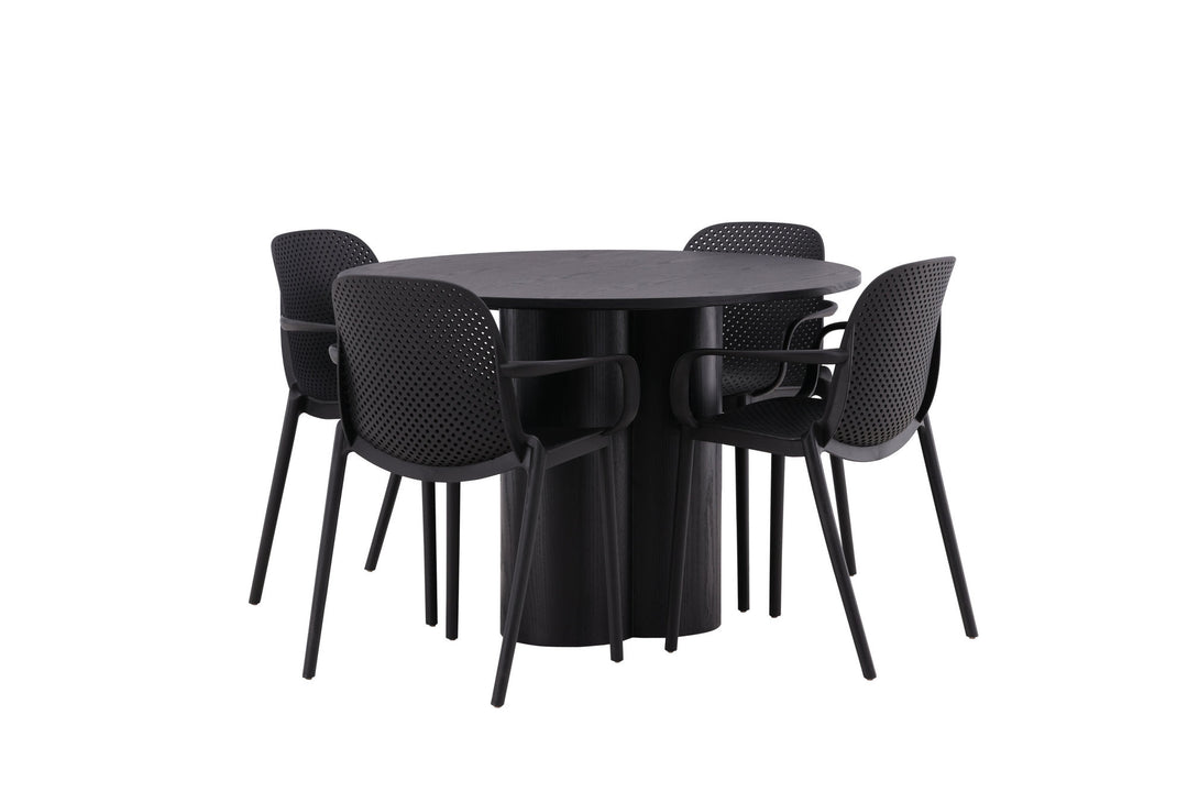 Venture Home OliviaDiningTable-Black/BlackVeneer+BaltimoreDiningChair-Black/BlackPlastic_4