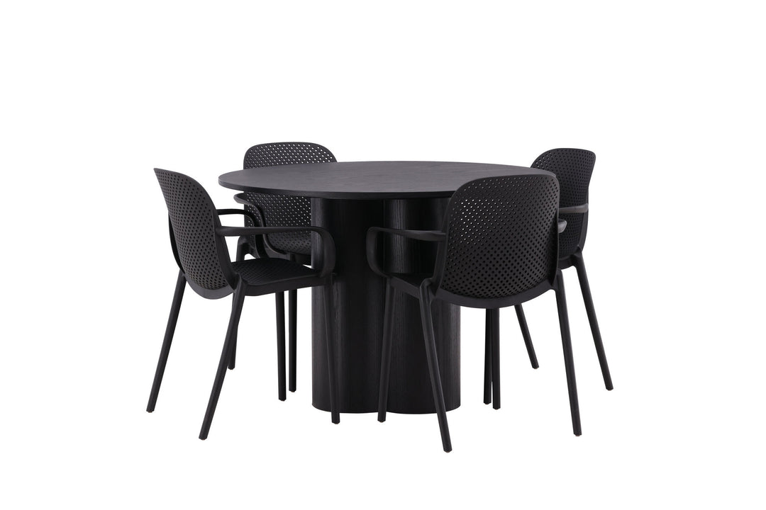 Venture Home OliviaDiningTable-Black/BlackVeneer+BaltimoreDiningChair-Black/BlackPlastic_4