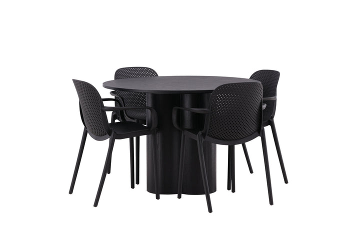 Venture Home OliviaDiningTable-Black/BlackVeneer+BaltimoreDiningChair-Black/BlackPlastic_4