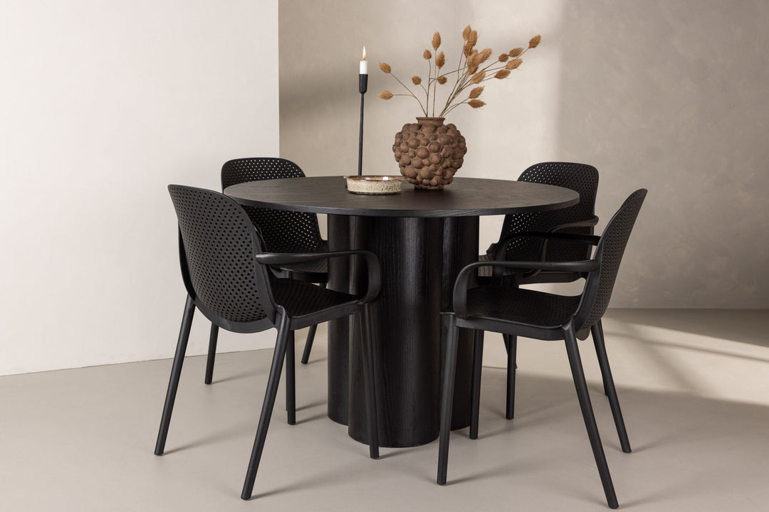 Venture Home OliviaDiningTable-Black/BlackVeneer+BaltimoreDiningChair-Black/BlackPlastic_4
