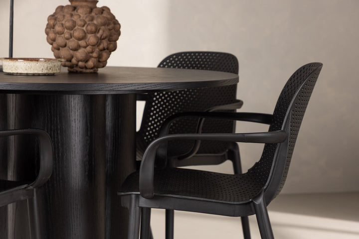 Venture Home OliviaDiningTable-Black/BlackVeneer+BaltimoreDiningChair-Black/BlackPlastic_4