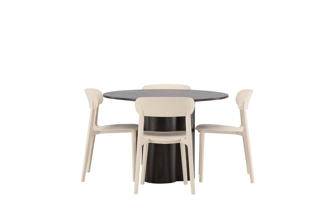 Venture Home OliviaDiningTable-Mocca/MoccaVeneer+ÅstolDiningChair-NatureWoodplasticcomposite_4